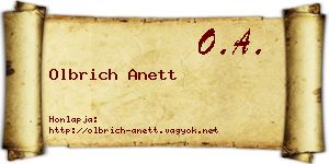 Olbrich Anett névjegykártya